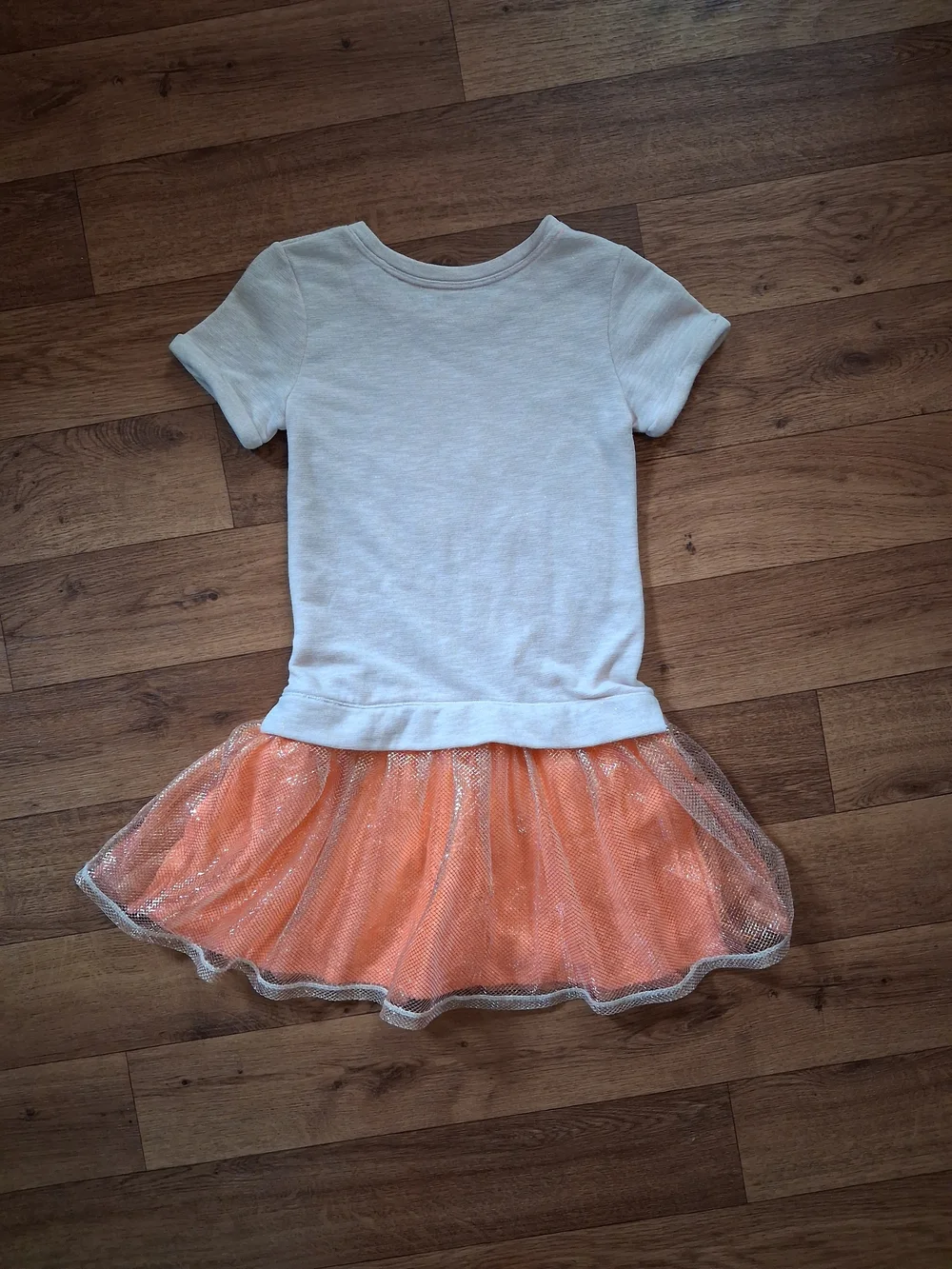 Girls' Sequin Star Tulle Dress - Gold & Peach